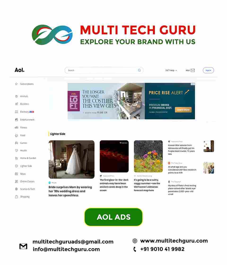 AOL ADS- Branding - advertising-Digital marketing ads-Multitechguru.com-9010419982-Digita media advertising - Print Media Services