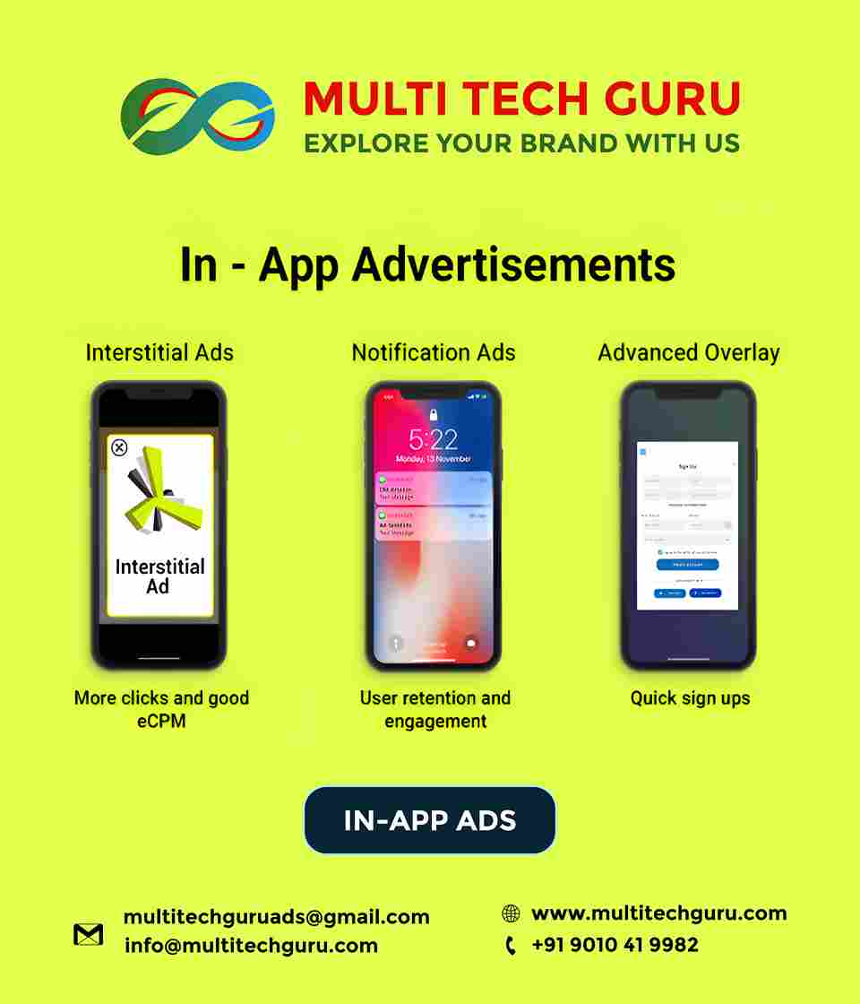 IN-APP ADS- Branding - advertising-Digital marketing ads-Multitechguru.com-9010419982-Digita media advertising - Print Media Services