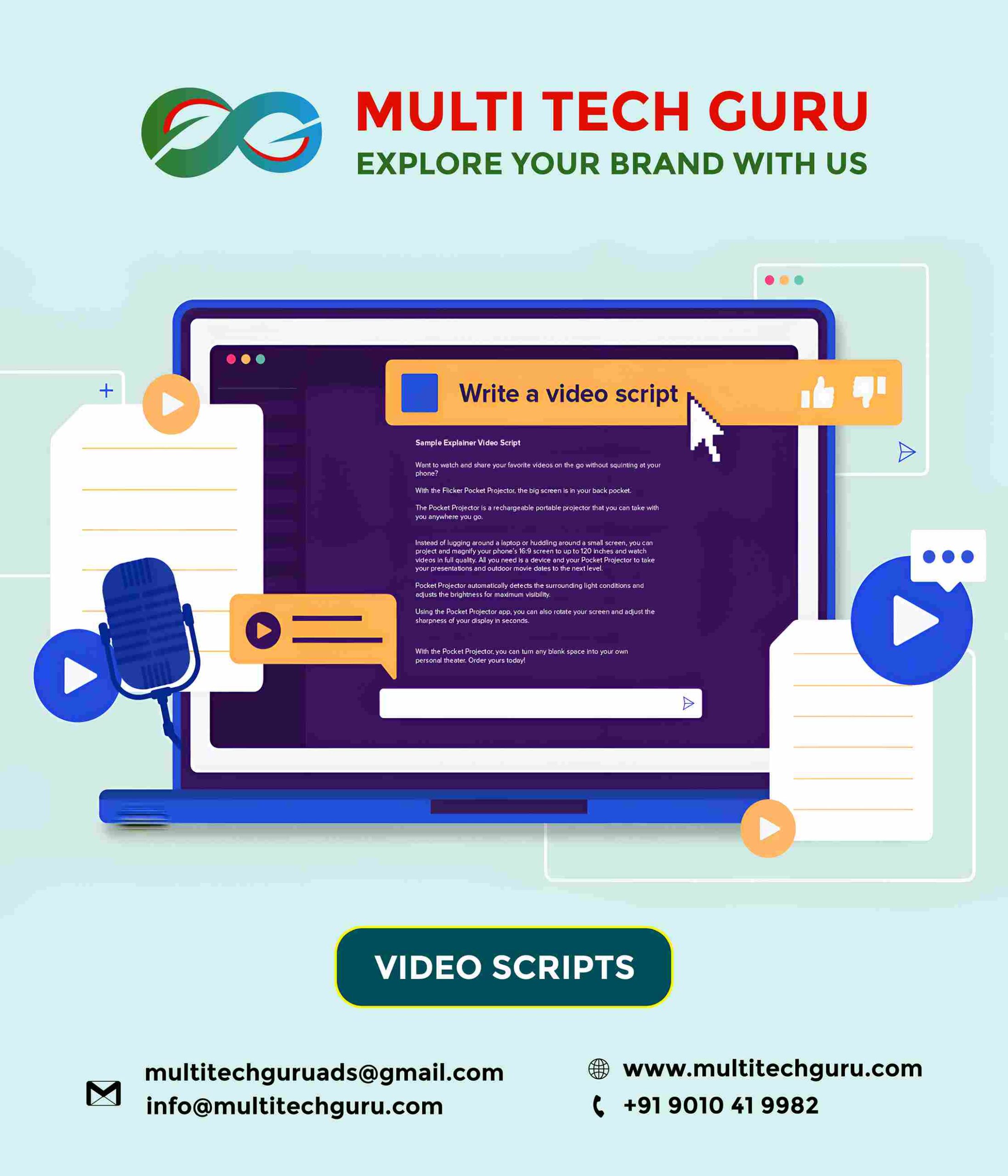 VIDEO SCRIPTS-AD CREATIONS- PRODUCTION-EDITING-BRANDING-MARKETING-ADVERISING-9010419982-MULTITECHGURU.COM-VIDEO ADS-FILM PRODUCTION
