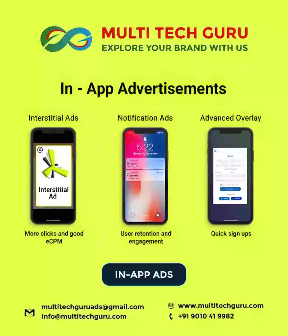 IN-APP ADS- Branding - advertising-Digital marketing ads-Multitechguru.com-9010419982-Digita media advertising - Print Media Services