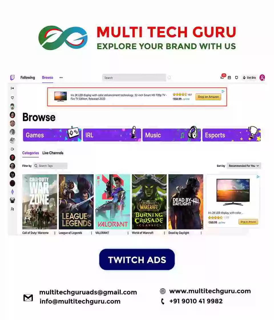 TWITCH ADS- Branding - advertising-Digital marketing ads-Multitechguru.com-9010419982-Digita media advertising - Print Media Services